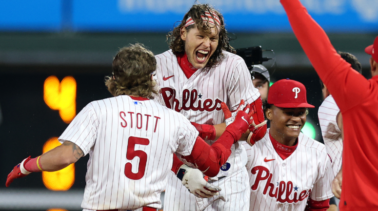 The Phillies celebrate after clinching the #1 Wild Card spot!