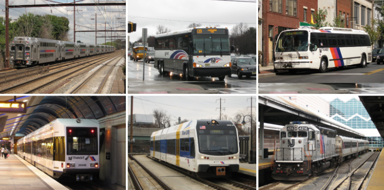 A collage of several NJ Transit services throughout the state. Adam E. Moreira/Wikimedia Commons, CC BY-SA 3.0

