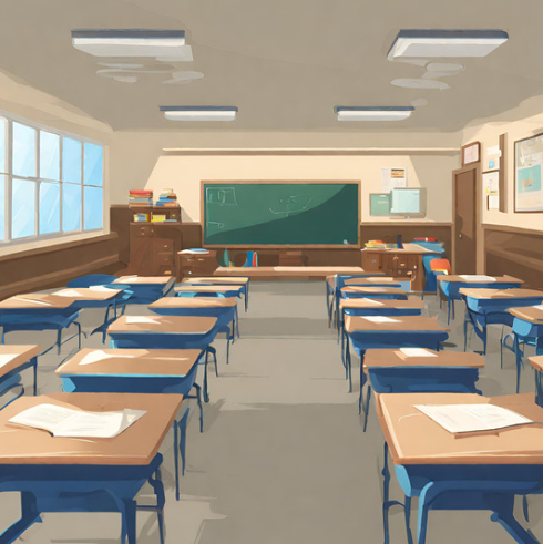 A Canva AI generated image of a classroom to represent the choices students have for their CHOMP destination