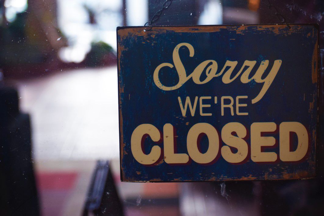 An image of a sign reading, Sorry Were Closed, representing the closing of small business, the Gateway Diner.
