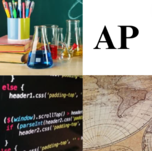 A creative collage representing some of Gateways new AP courses for students to get excited about