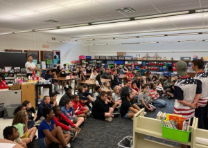 Eager students listening to Ben and Andrew give their presentation!