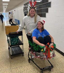 Mrs Evans and Mrs Genzano having fun delivering the last set of donations