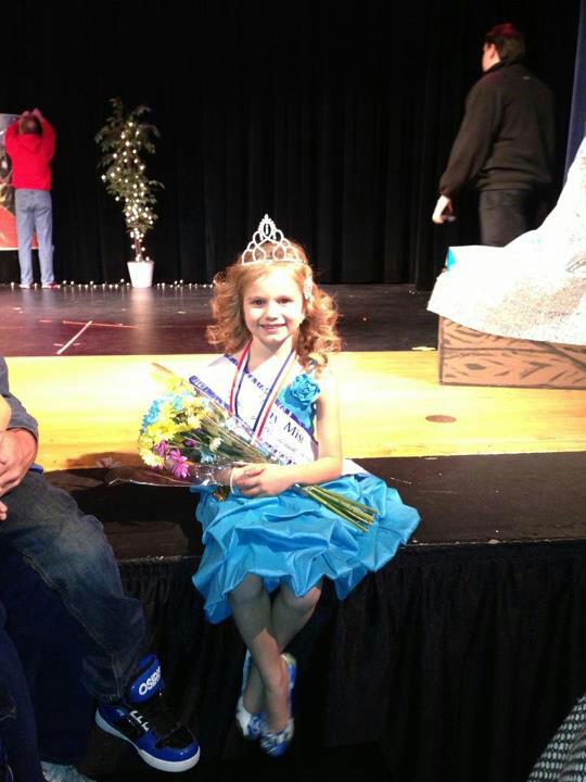 5 year old Kalise after winning her very first title, Tiny Miss Gateway Regional.