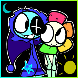 Digital art depicting Astro (left) and Dandy (right).