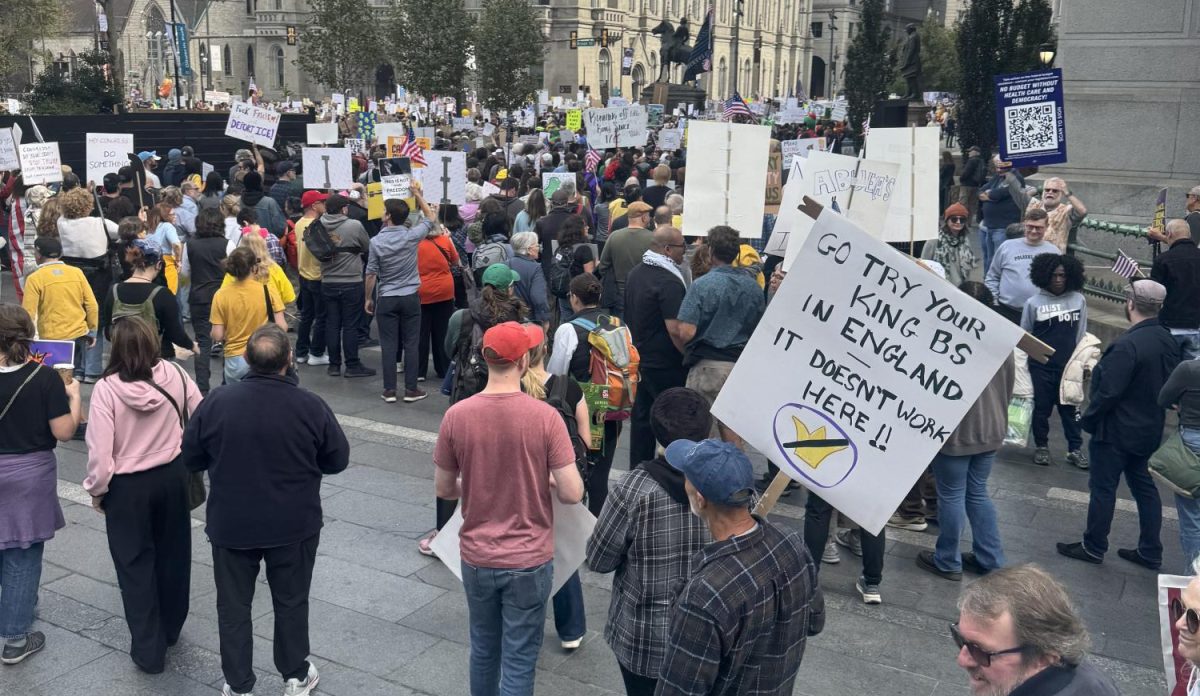 Gathering at City hall during the No-Kings Protest