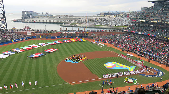Pre-game ceremony before the 2013 WBC Championship Game at AT&T Park in San Francisco, California