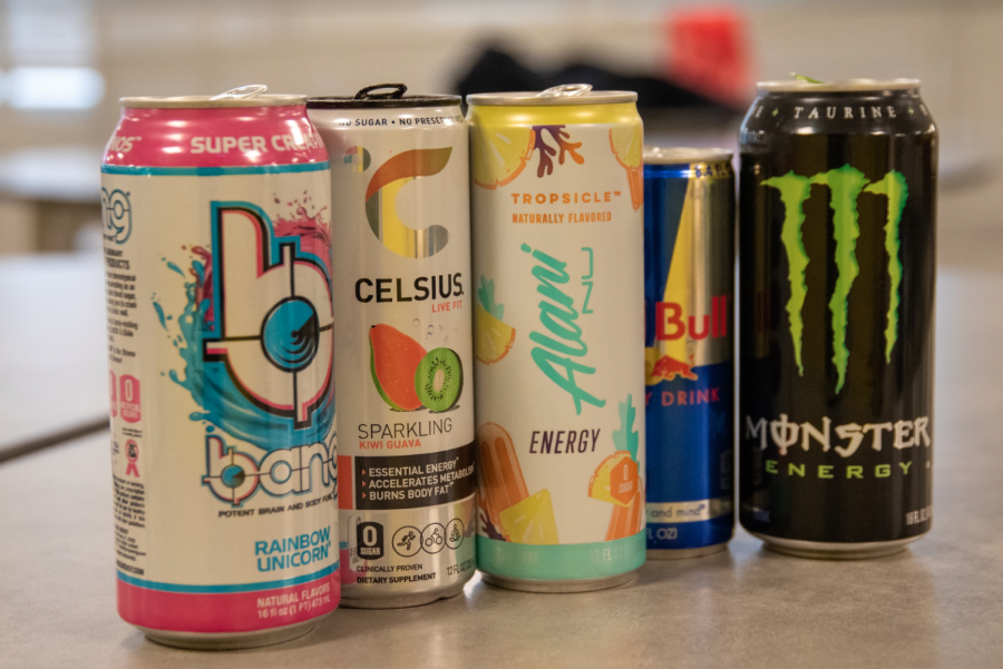 A line-up of some of the most popular energy drinks