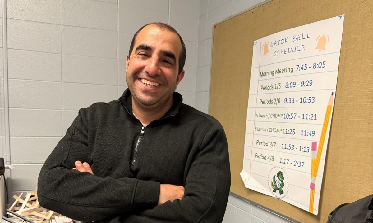 A photo of Mr. Abed taken while substituting a chomp class.
